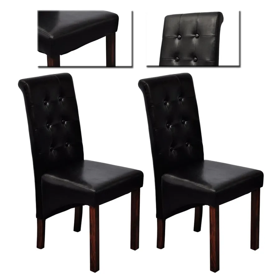 Chaises à manger lot de 2 noir similicuir - 8