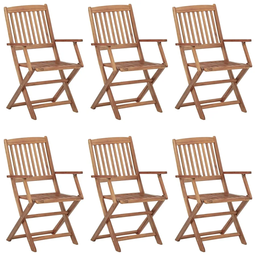 Chaises pliables de jardin lot de 6 avec coussins Bois d'acacia - 2