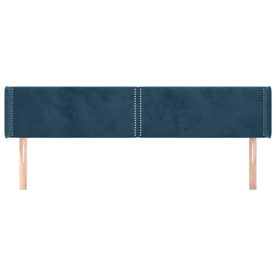 Tête de lit avec oreilles Bleu foncé 203x16x78/88 cm Velours - 3
