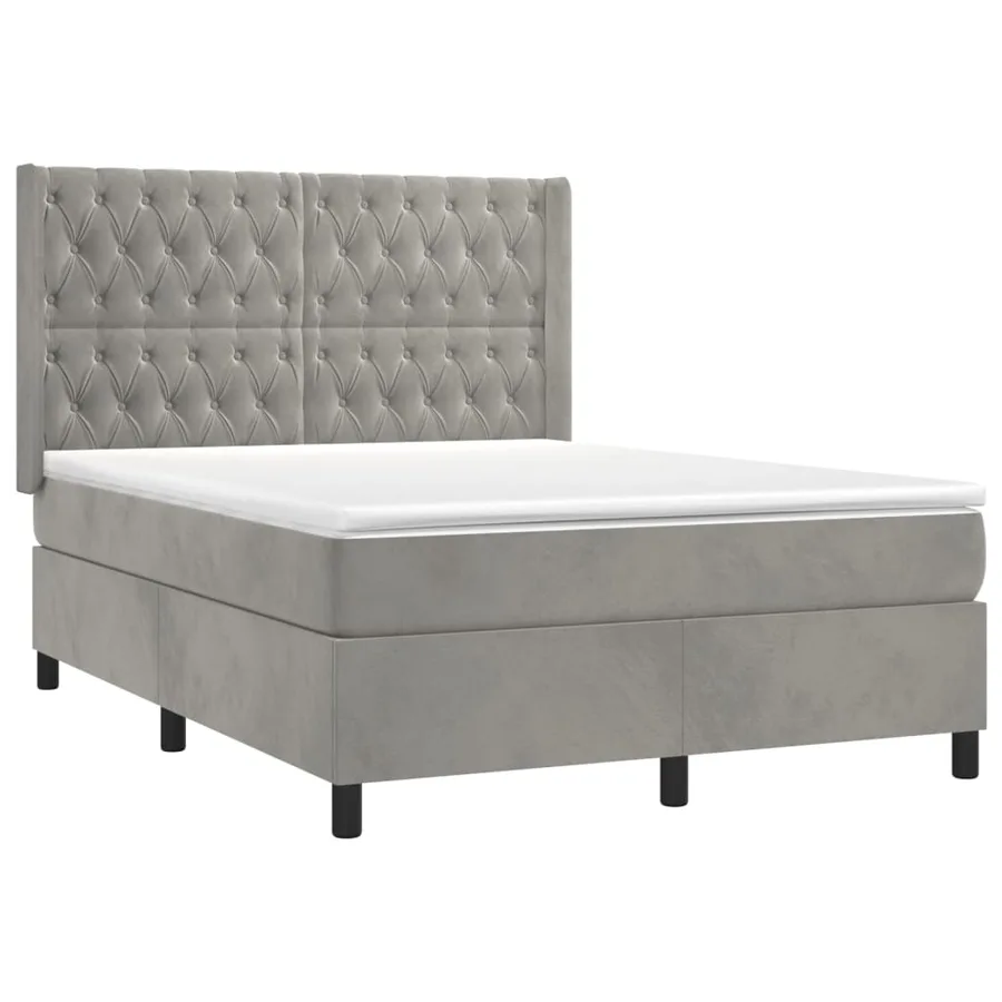 Sommier à lattes de lit matelas et LED Gris clair 140x200 cm - 4