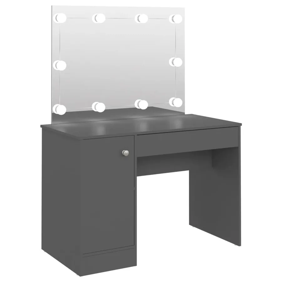 Table de maquillage avec éclairage LED 110x55x145 cm MDF Gris - 2