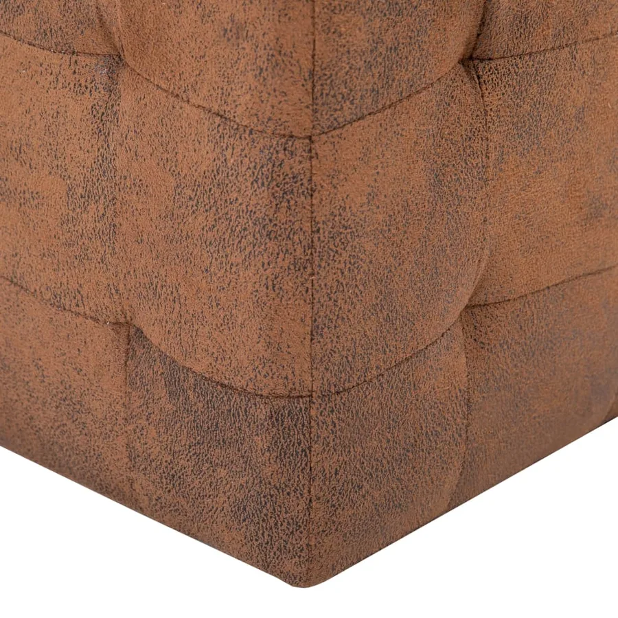 2 pcs Poufs Marron 30 x 30 x 30 cm Similicuir daim - 5