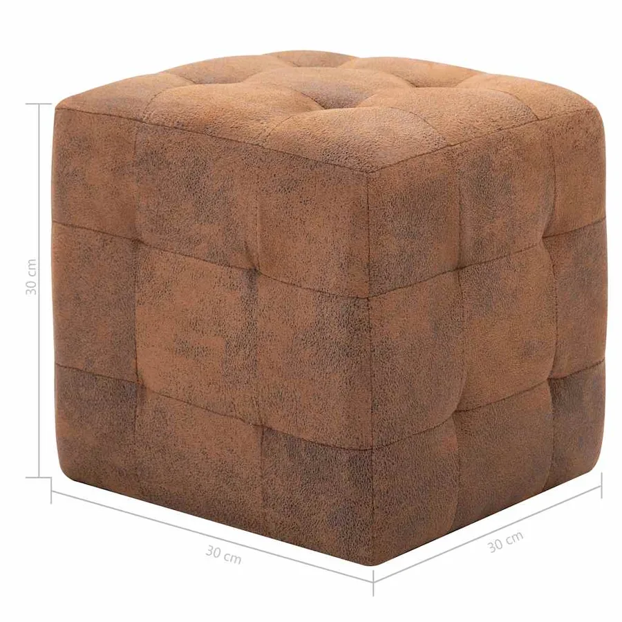 2 pcs Poufs Marron 30 x 30 x 30 cm Similicuir daim - 6