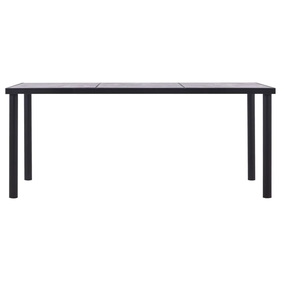 Table à manger Noir et gris béton 180x90x75 cm MDF - 2