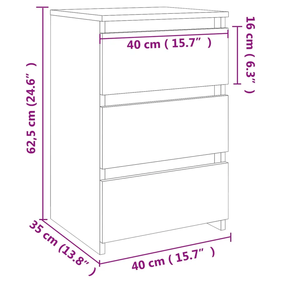 Table de chevet Chêne sonoma 40x35x62,5 cm bois d'ingénierie - 9
