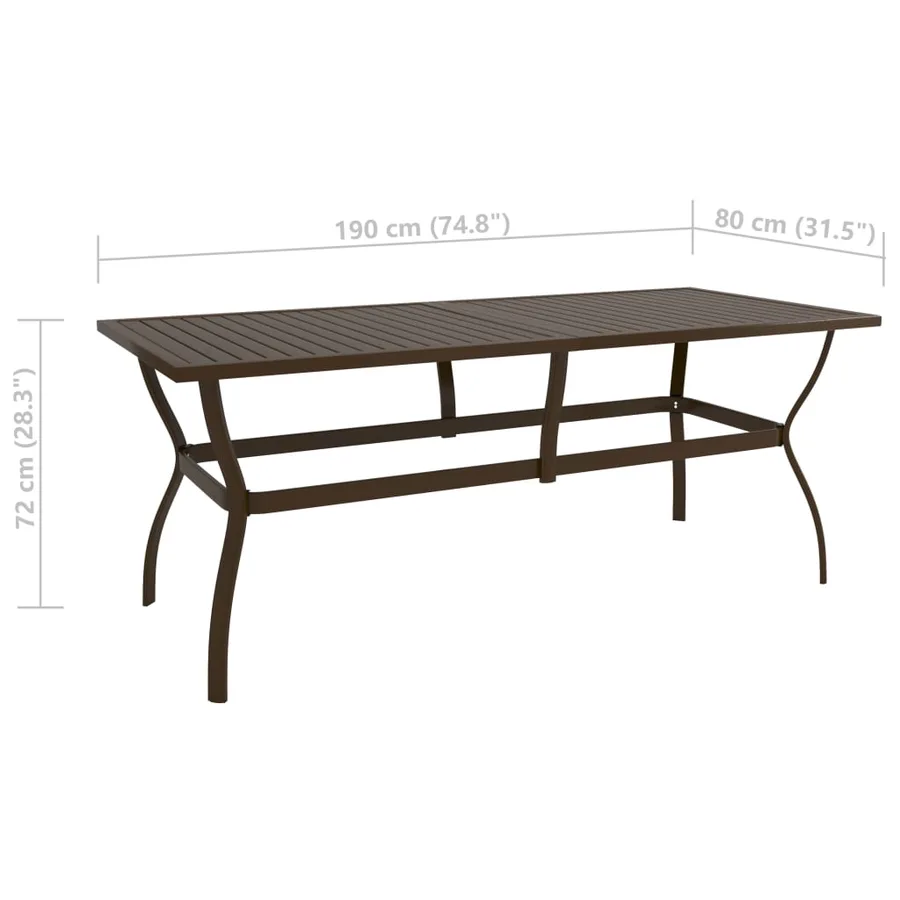 Table de jardin Marron 190x80x72 cm Acier - 6