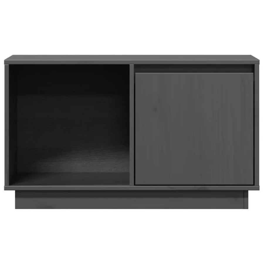 Meuble TV Gris 74x35x44 cm Bois de pin massif - 4