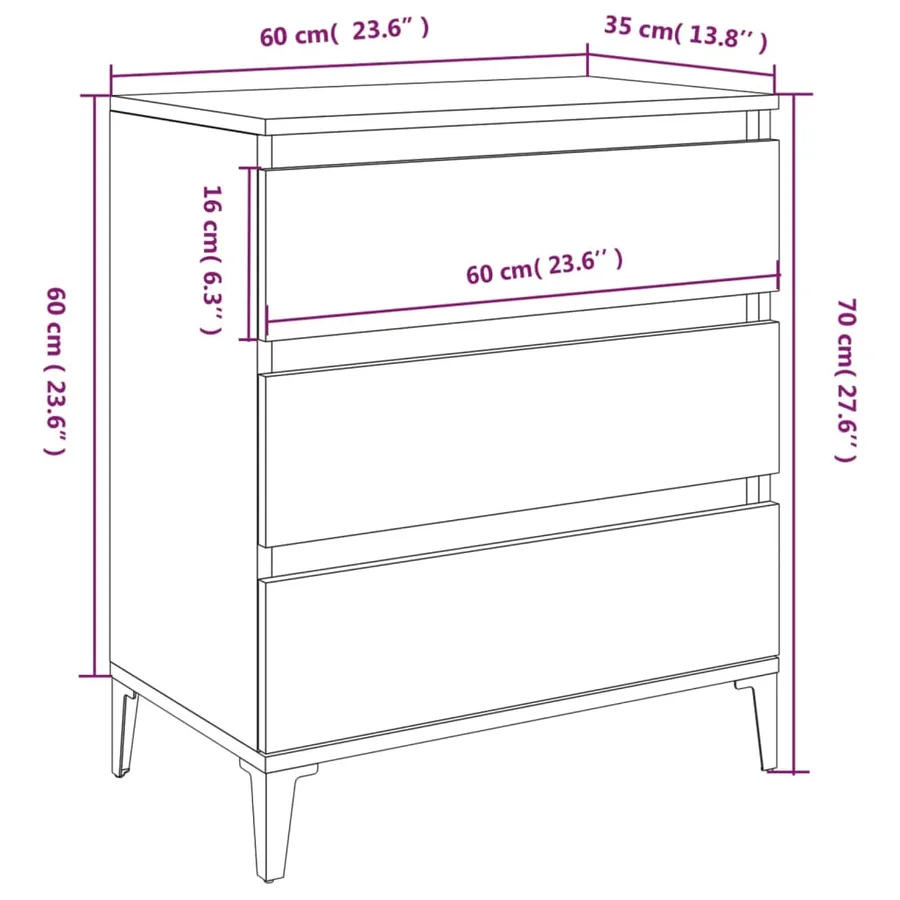 Buffet Blanc 60x35x70 cm Bois d'ingénierie - 9