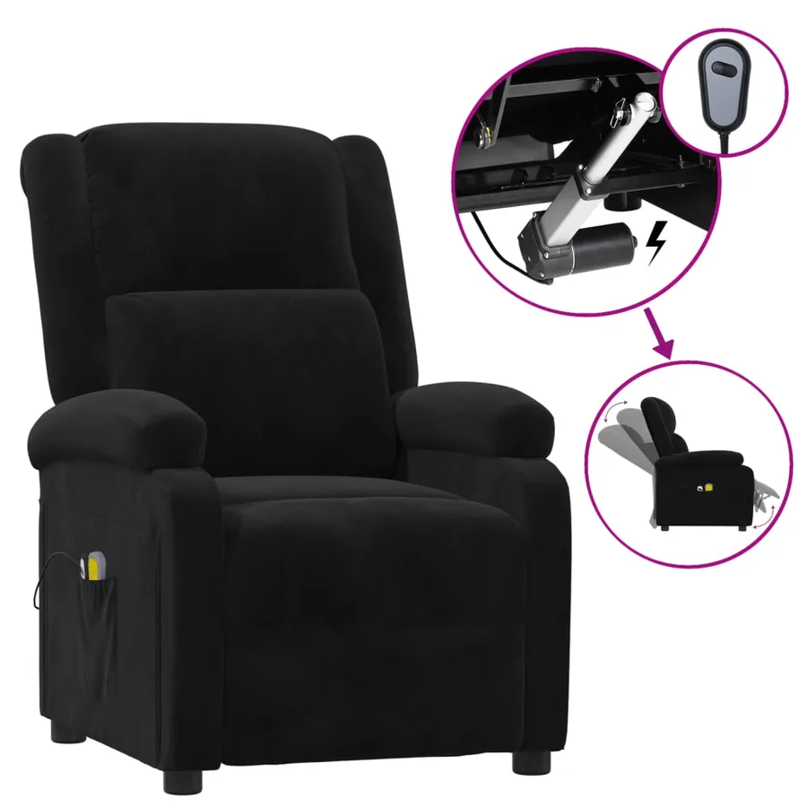 Fauteuil électrique de massage Noir Velours - 2