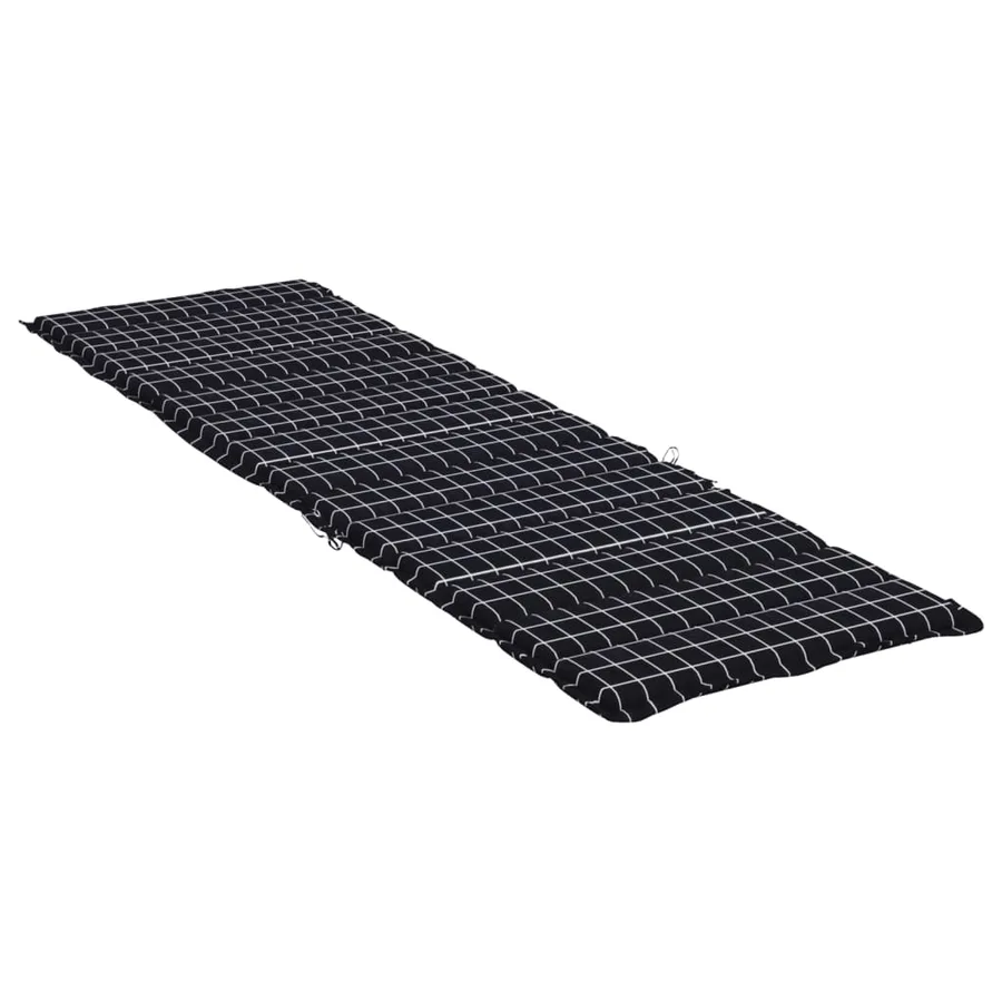 Coussin de chaise longue motif à carreaux noir tissu oxford - 4