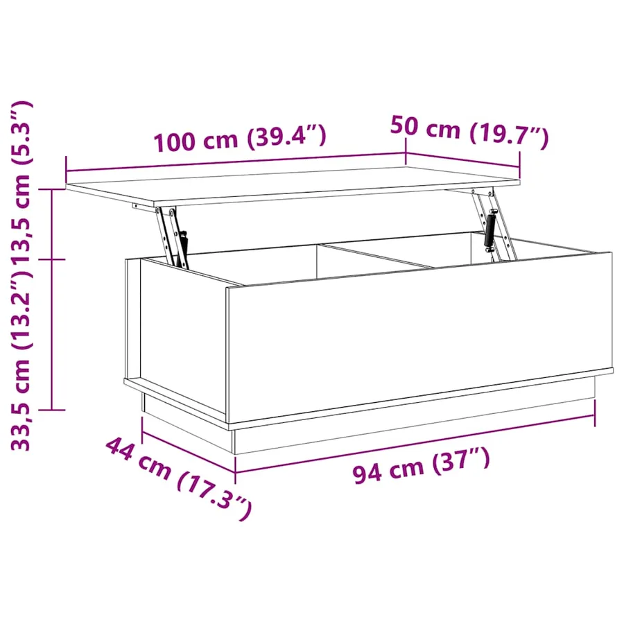 Table basse 100x50x35 cm Bois massif de pin - 10
