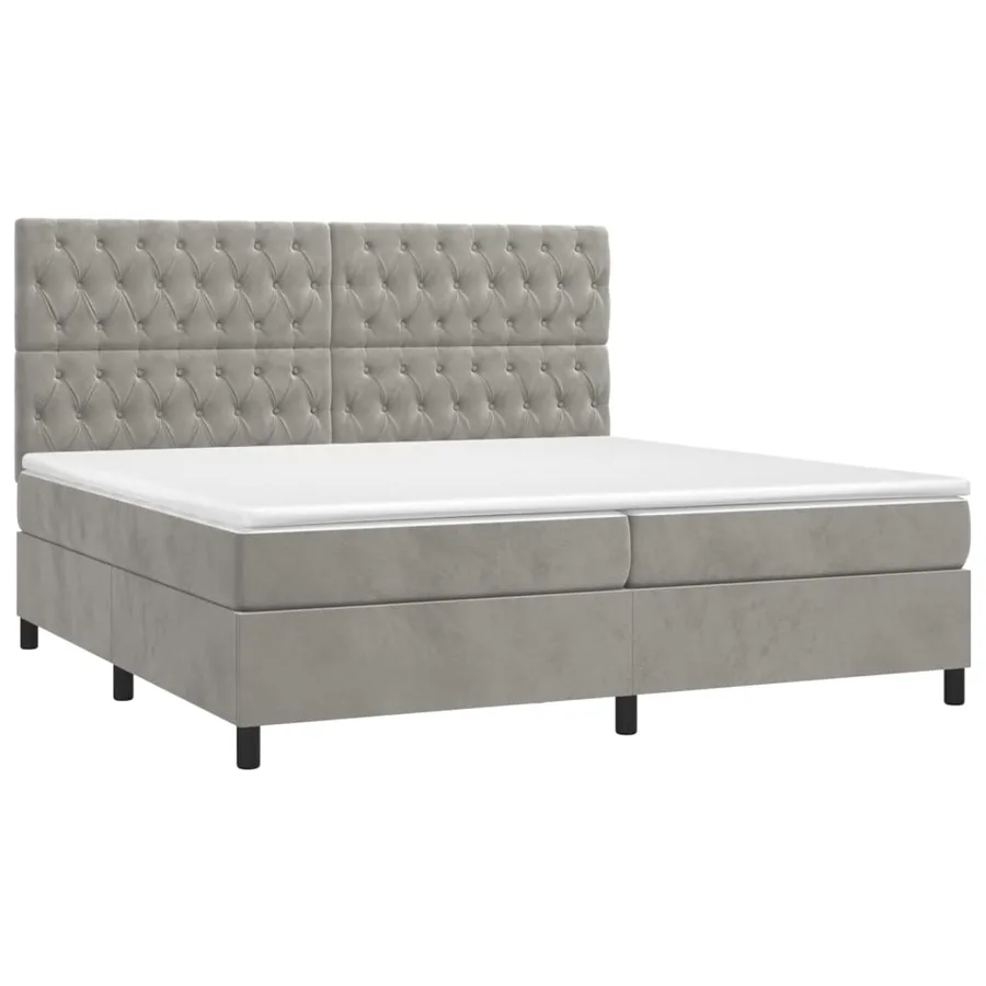 Sommier à lattes de lit et matelas Gris clair 200x200cm Velours - 3