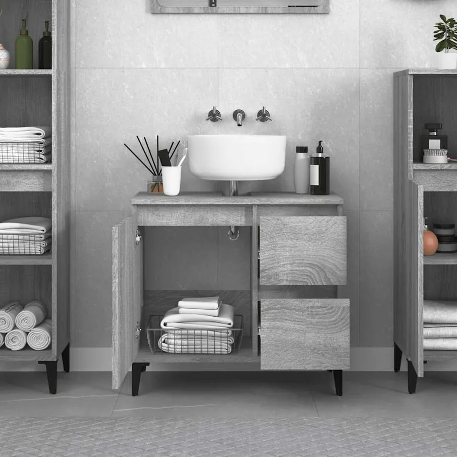 Armoire de bain sonoma gris 65x33x60 cm bois d'ingénierie - 3