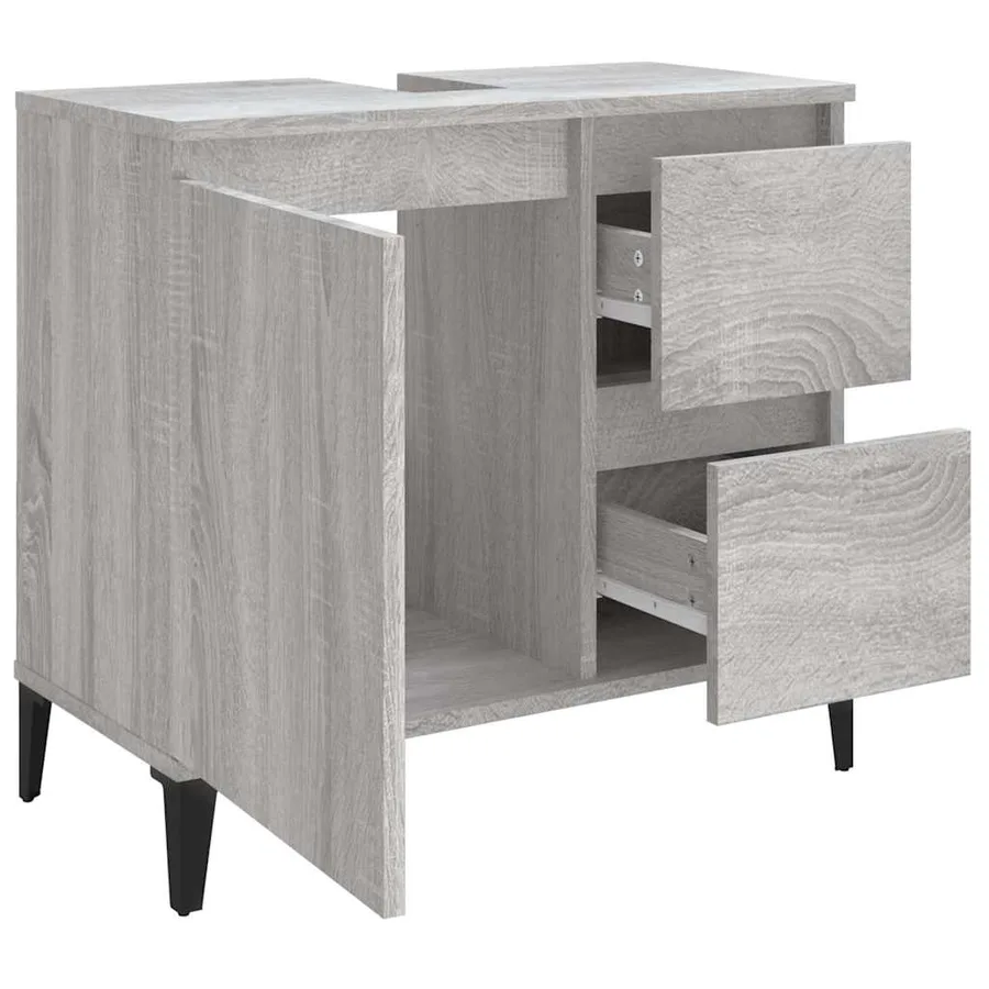 Armoire de bain sonoma gris 65x33x60 cm bois d'ingénierie - 6