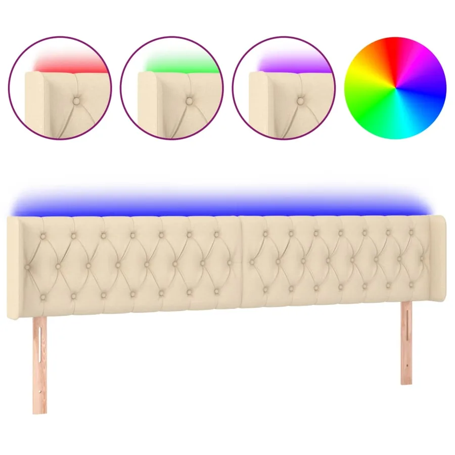 Tête de lit à LED Crème 183x16x78/88 cm Tissu - 2