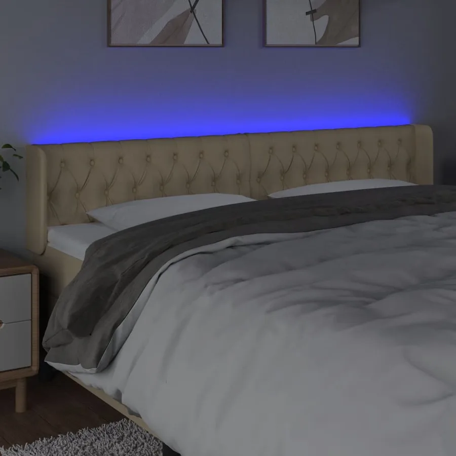 Tête de lit à LED Crème 183x16x78/88 cm Tissu - 4