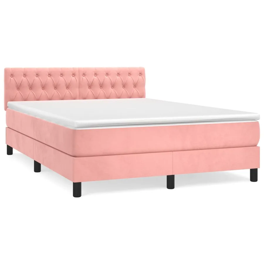 Sommier à lattes de lit avec matelas Rose 140x200 cm Velours - 2