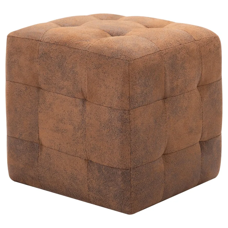 Tables de chevet 2 pcs Marron 30x30x30 cm Similicuir daim - 2