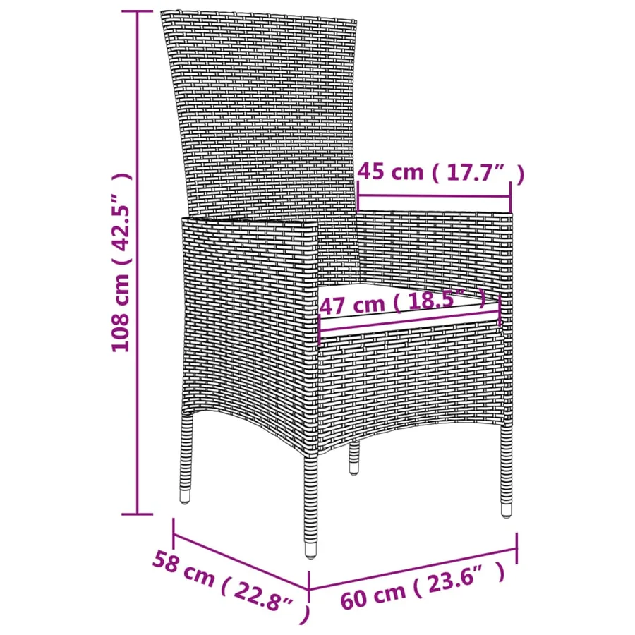 Ensemble à manger de jardin et coussins 7 pcs beige poly rotin - 9