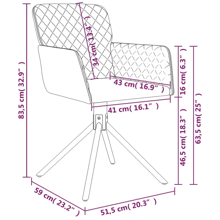 Chaises pivotantes à manger lot de 2 Crème Velours - 10