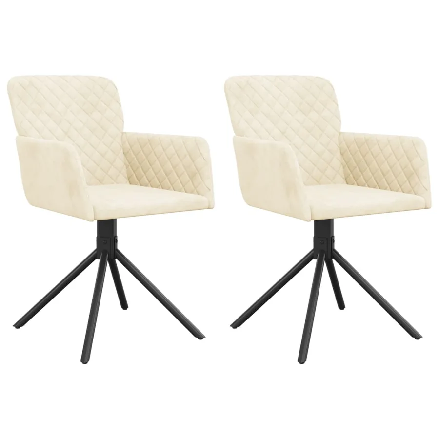 Chaises pivotantes à manger lot de 2 Crème Velours - 2