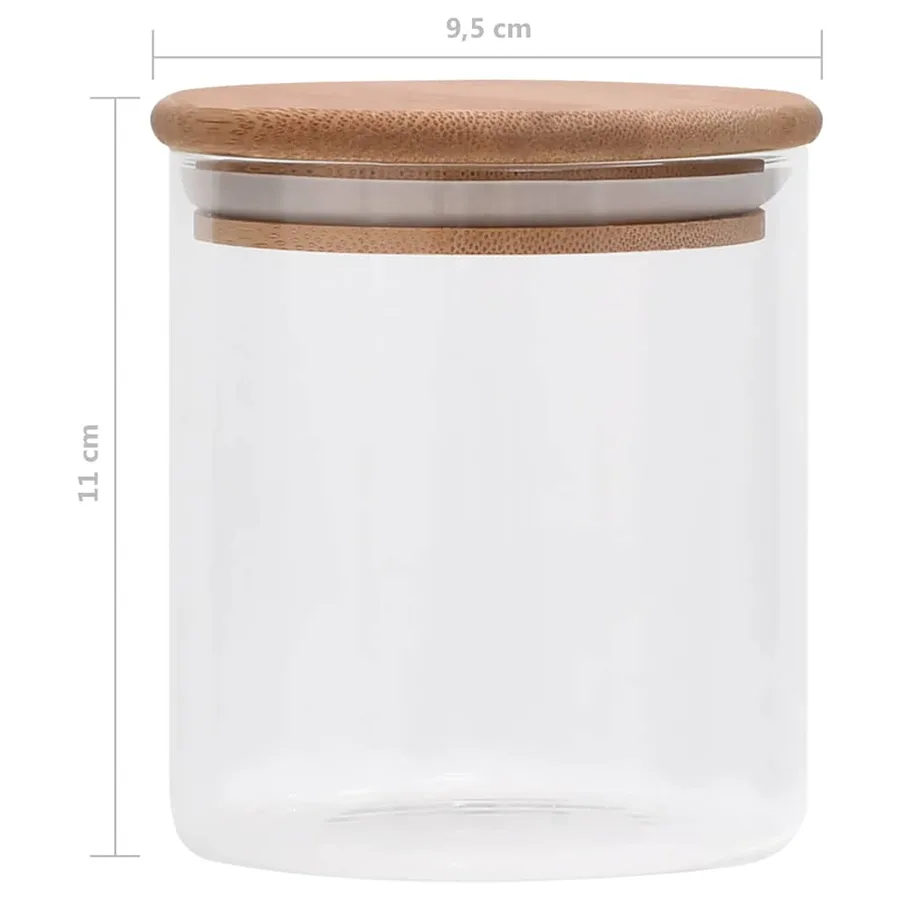 Pots de conservation en verre couvercle en bambou 10 pcs 600 ml - 7