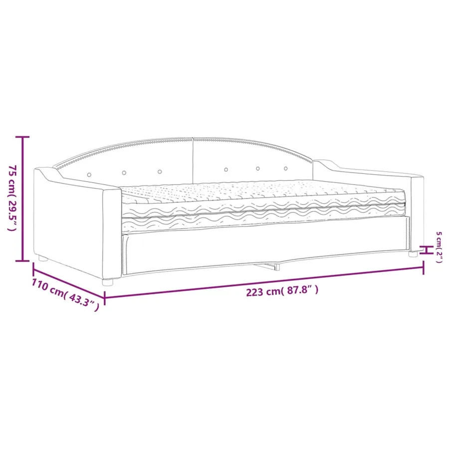 Lit de jour avec matelas gris foncé 100x200 cm tissu - 12