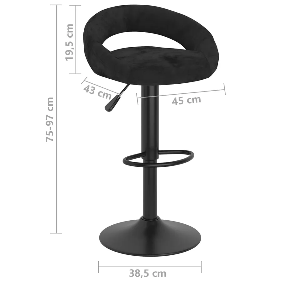 Tabourets de bar lot de 2 noir velours - 8