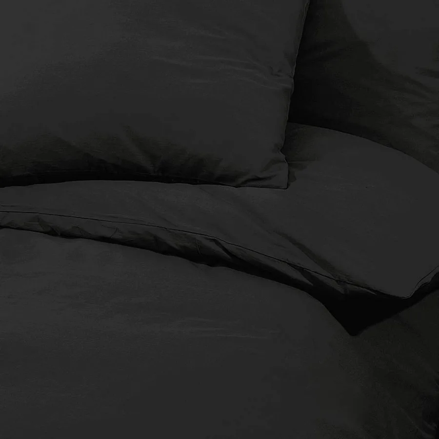 Ensemble de housse de couette Noir 135x200 cm Coton - 7