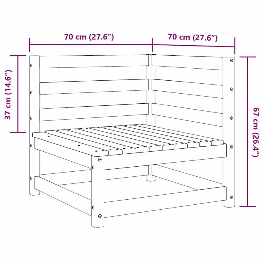 Canapé d'angle de jardin marron miel bois de pin solide - 8