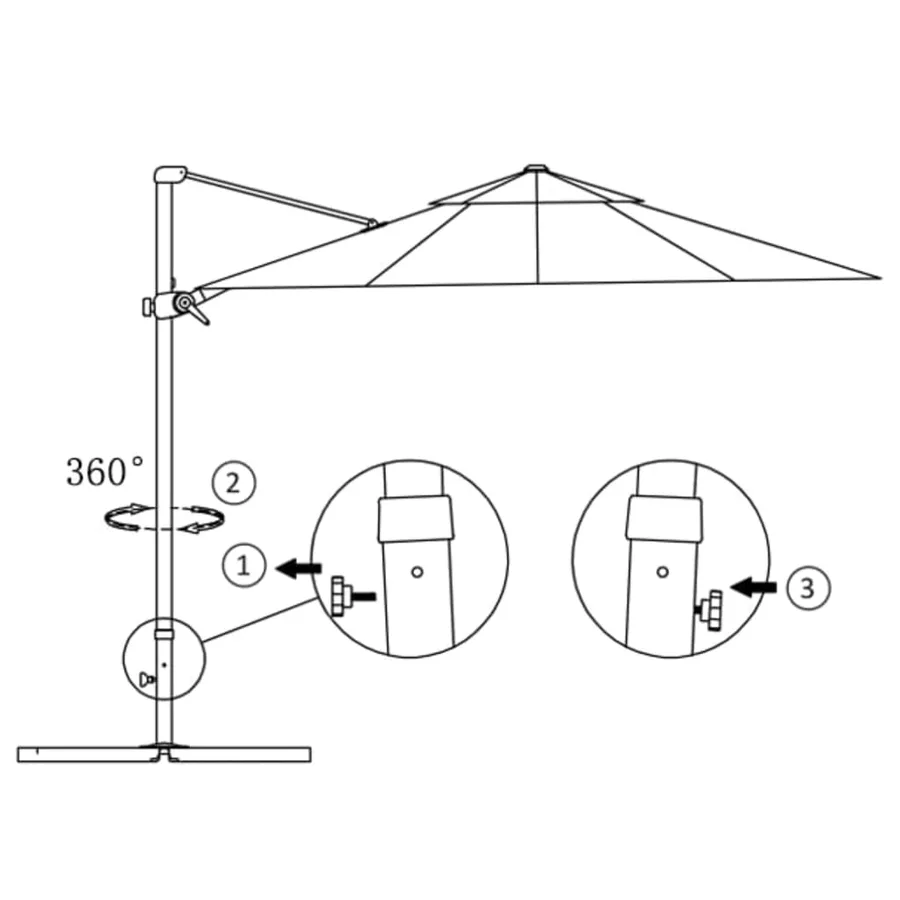 Parasol de jardin en porte-à-faux avec mât en aluminium - 7