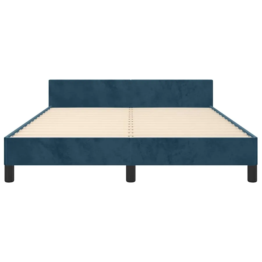 Cadre de lit sans matelas bleu foncé 140x200 cm velours - 6