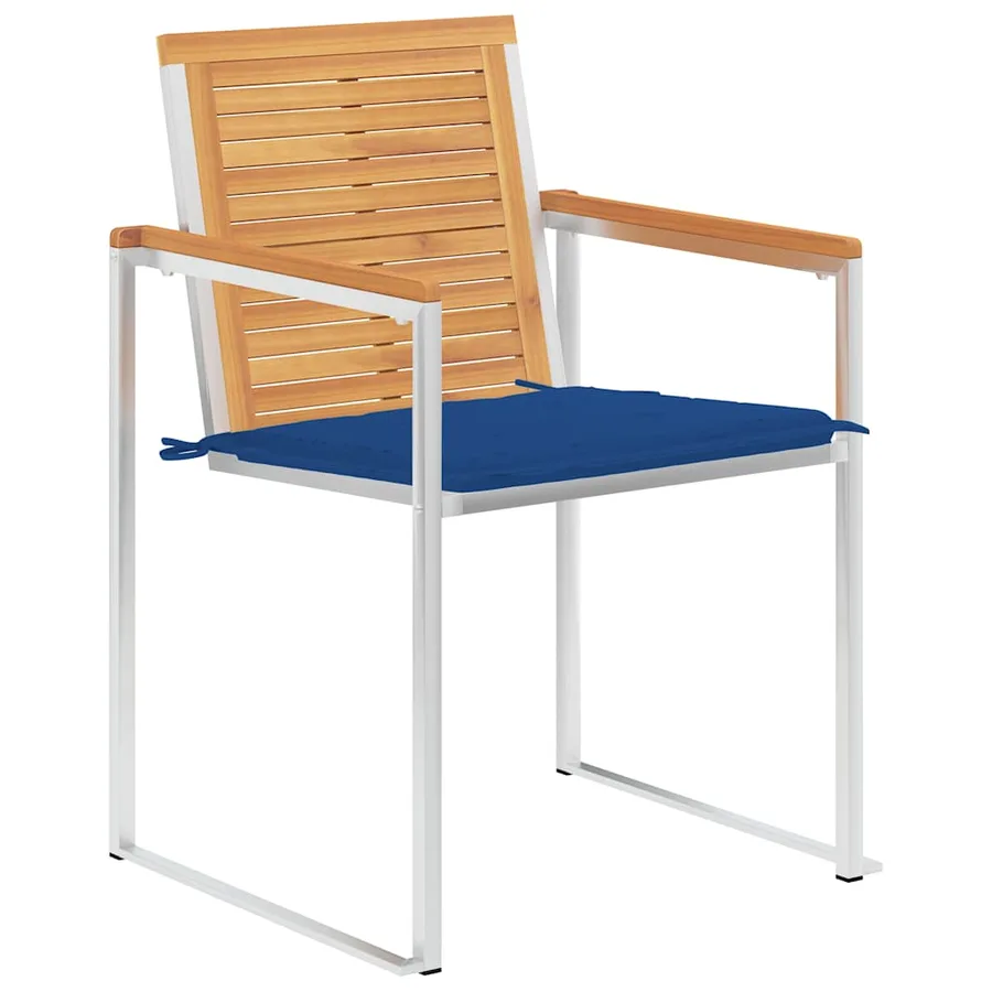 Chaises de jardin avec coussins lot de 2 Teck solide et acier - 3