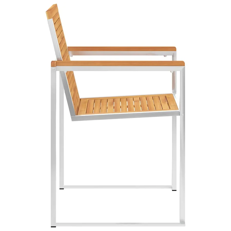 Chaises de jardin avec coussins lot de 2 Teck solide et acier - 6
