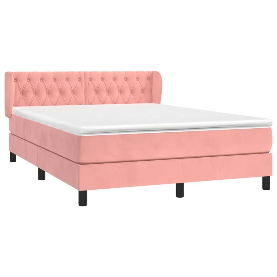 Sommier à lattes de lit avec matelas Rose 140x190 cm Velours - 3