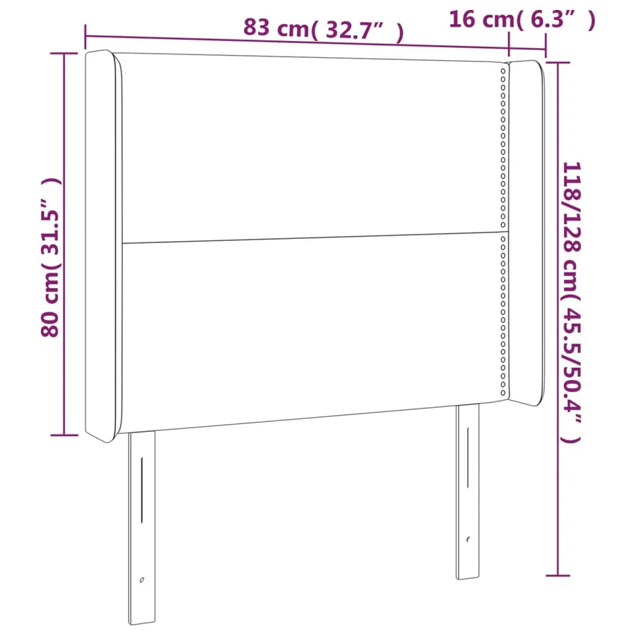 Tête de lit à LED Gris foncé 83x16x118/128 cm Velours - 6