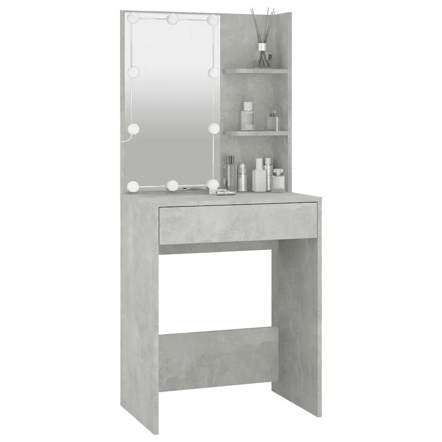 Coiffeuse avec LED Gris béton 60x40x140 cm - 12