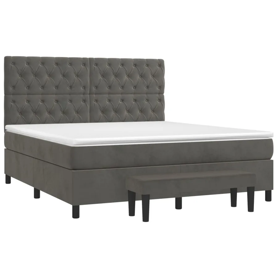 Sommier à lattes de lit et matelas Gris foncé 160x200cm Velours - 3