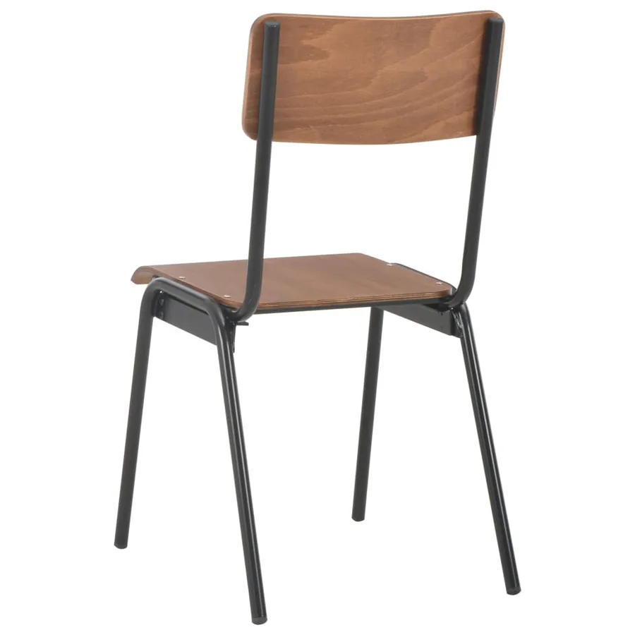 Chaises à manger lot de 4 marron contreplaqué solide et acier - 5