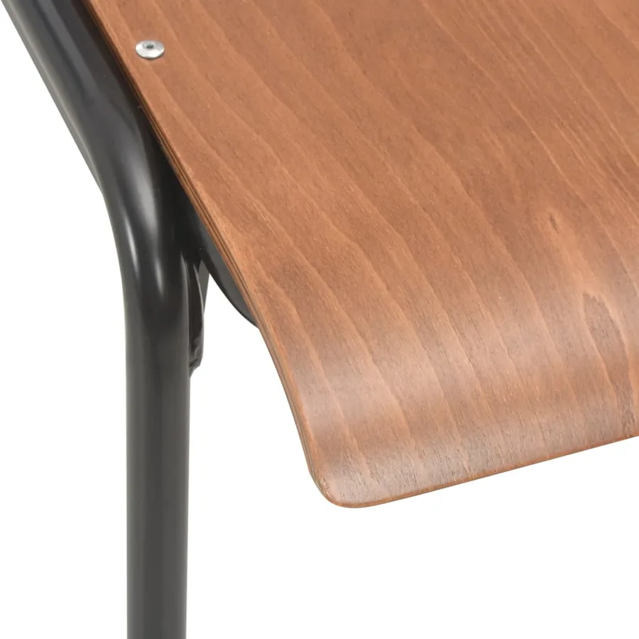 Chaises à manger lot de 4 marron contreplaqué solide et acier - 7