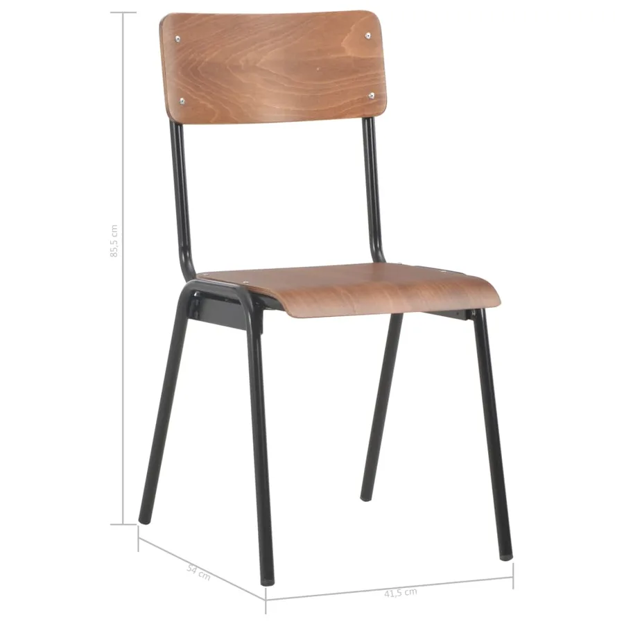Chaises à manger lot de 4 marron contreplaqué solide et acier - 8