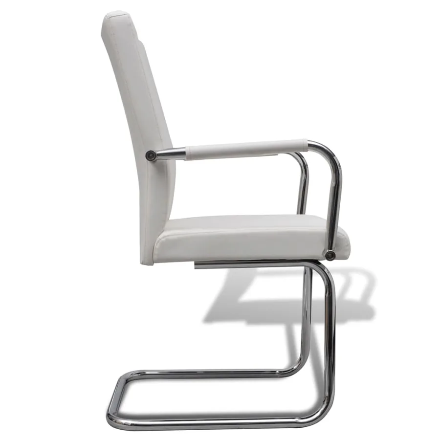 Chaises à manger cantilever lot de 6 blanc similicuir - 4