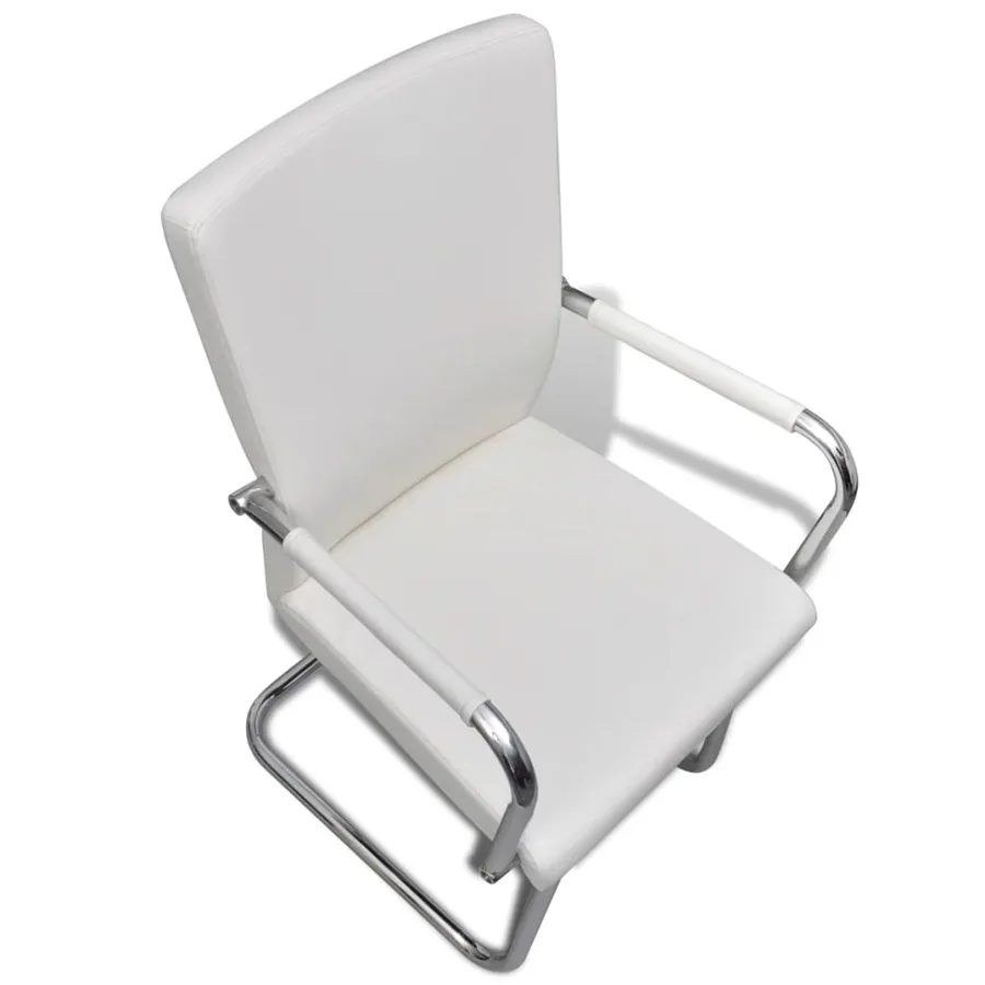 Chaises à manger cantilever lot de 6 blanc similicuir - 5