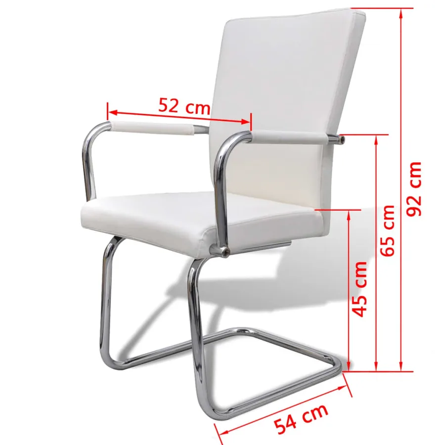Chaises à manger cantilever lot de 6 blanc similicuir - 6