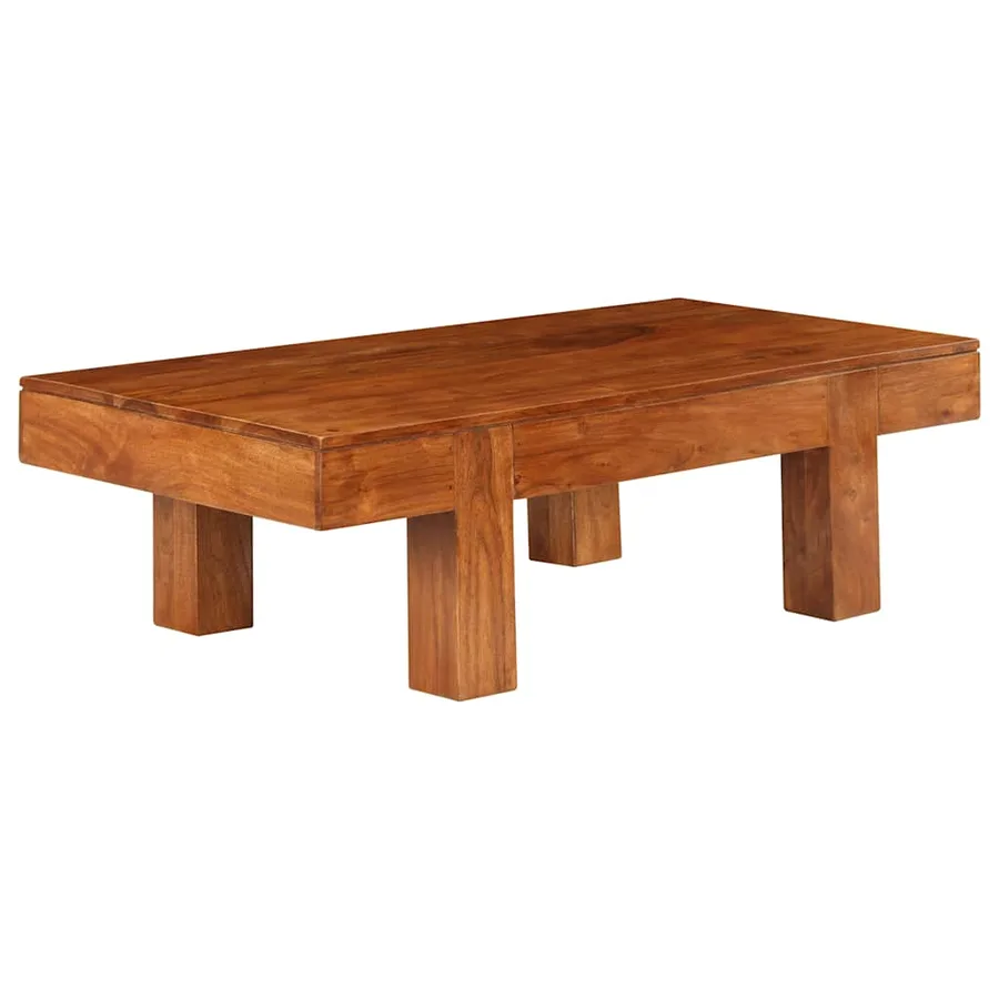 Table basse Bois d'acacia solide avec finition miel 100x50x30cm - 10