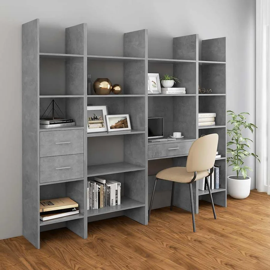 Bibliothèque Gris béton 40x35x180 cm Bois d’ingénierie - 6
