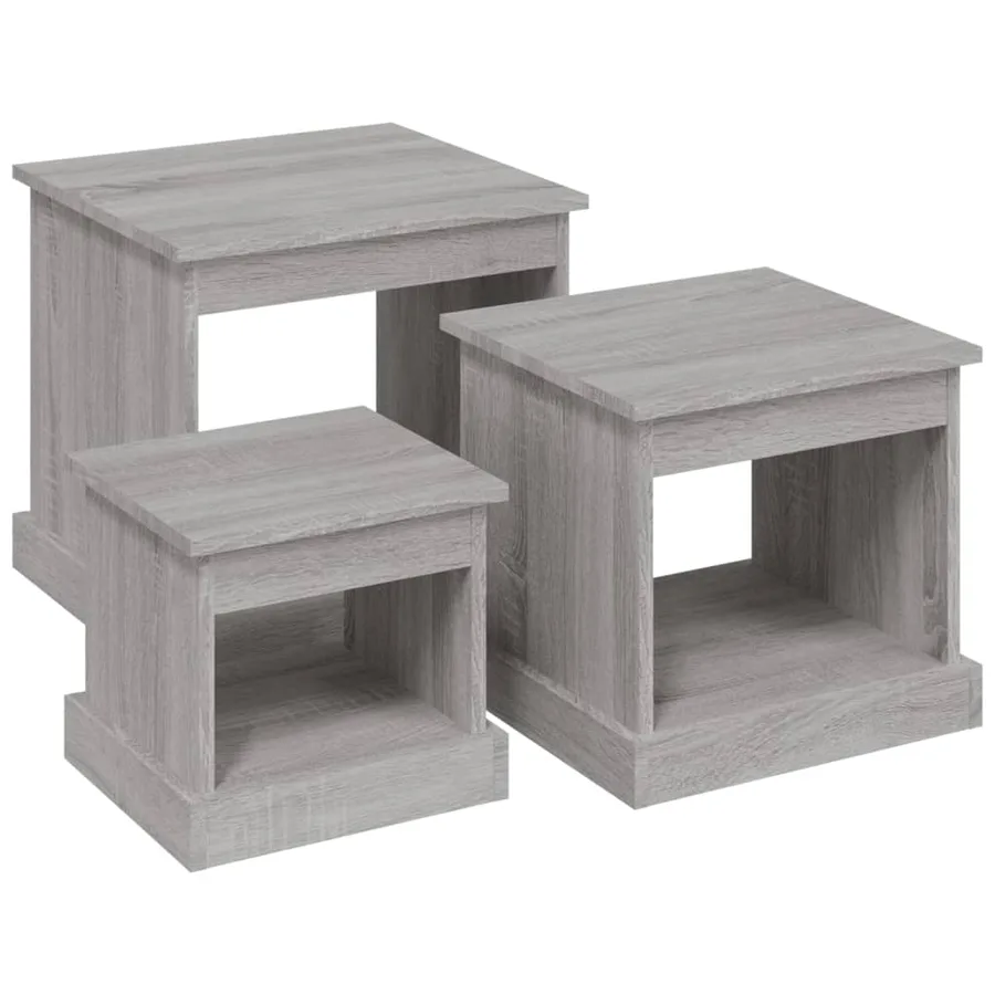 Tables basses 3 pcs sonoma gris bois d'ingénierie - 2