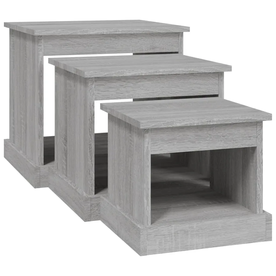Tables basses 3 pcs sonoma gris bois d'ingénierie - 5