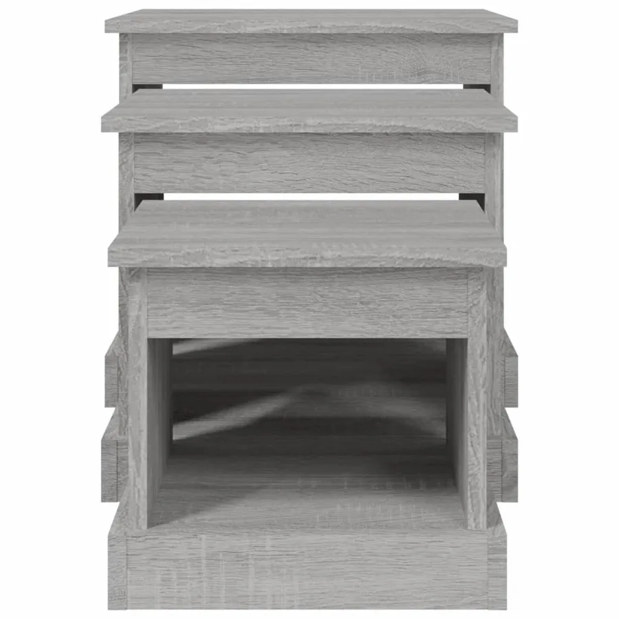 Tables basses 3 pcs sonoma gris bois d'ingénierie - 6