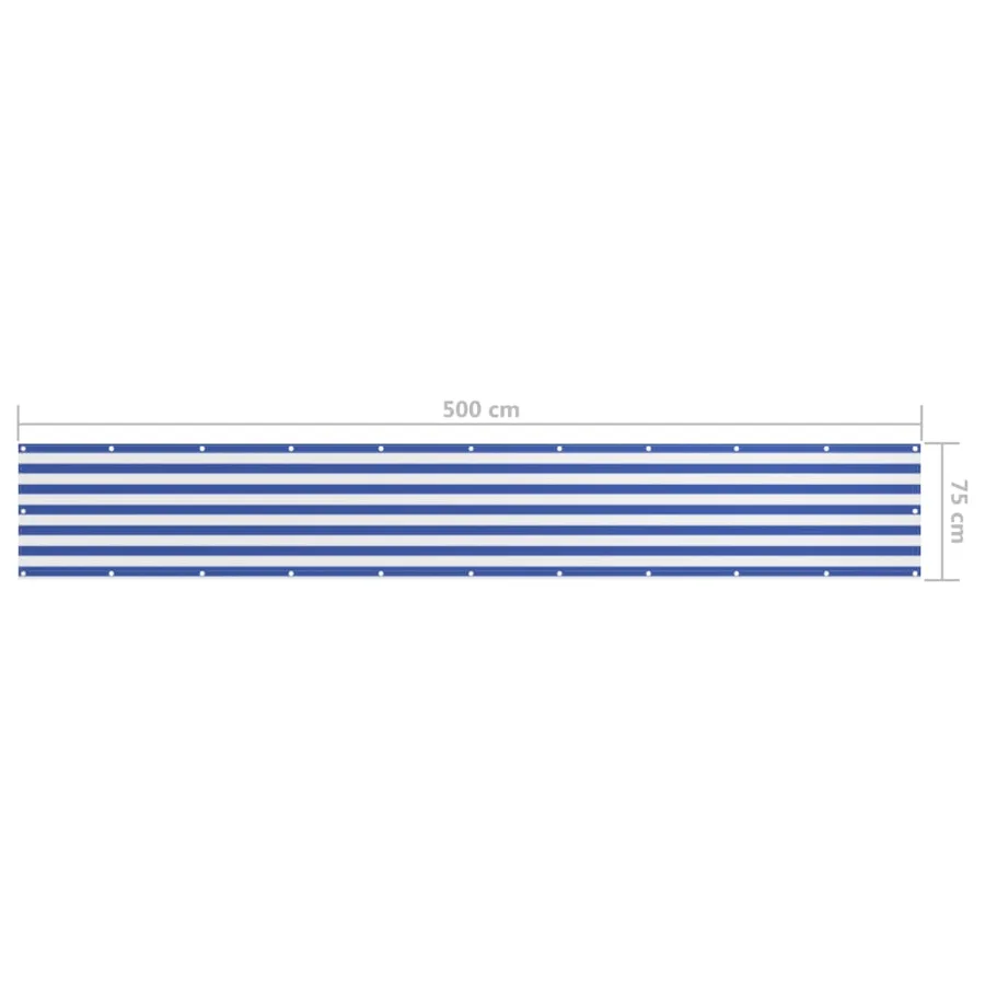 Écran de balcon Blanc et bleu 75x500 cm Tissu Oxford - 5